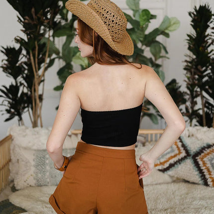 Classic Casual Strapless Accordion Ribbed Bandeau - Accessoriesforever