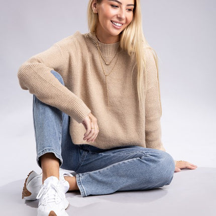 Cozy Mock Neck Long Sleeve Pullover Sweater