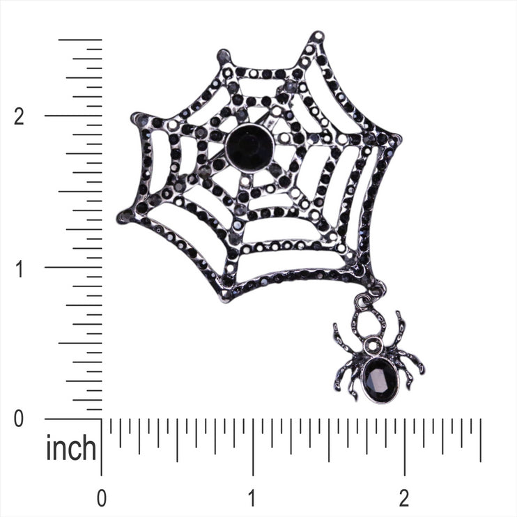 Halloween Costume Jewelry Spider Web Rhinestone Brooch Pin BH238 Black - Accessoriesforever