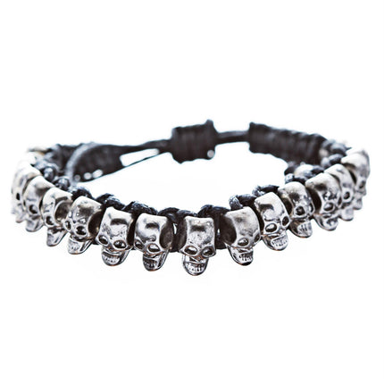 Halloween Costume Jewelry Skull Charms Braided Adjustable Bracelet
