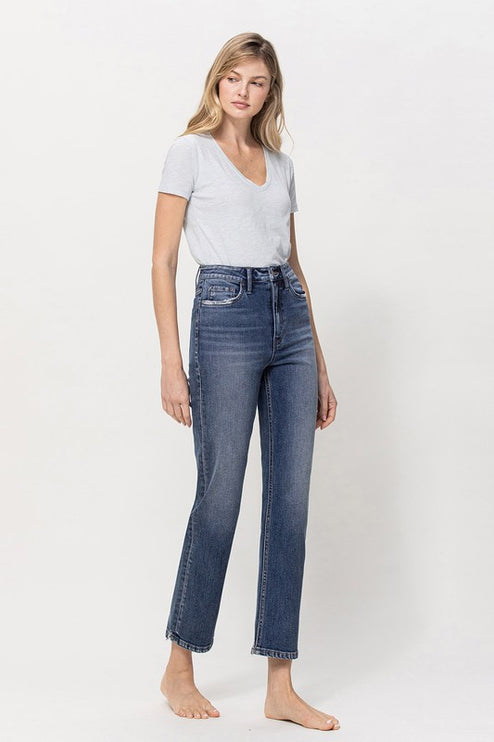 Distressed High Rise Stretch Ankle Straight - Accessoriesforever
