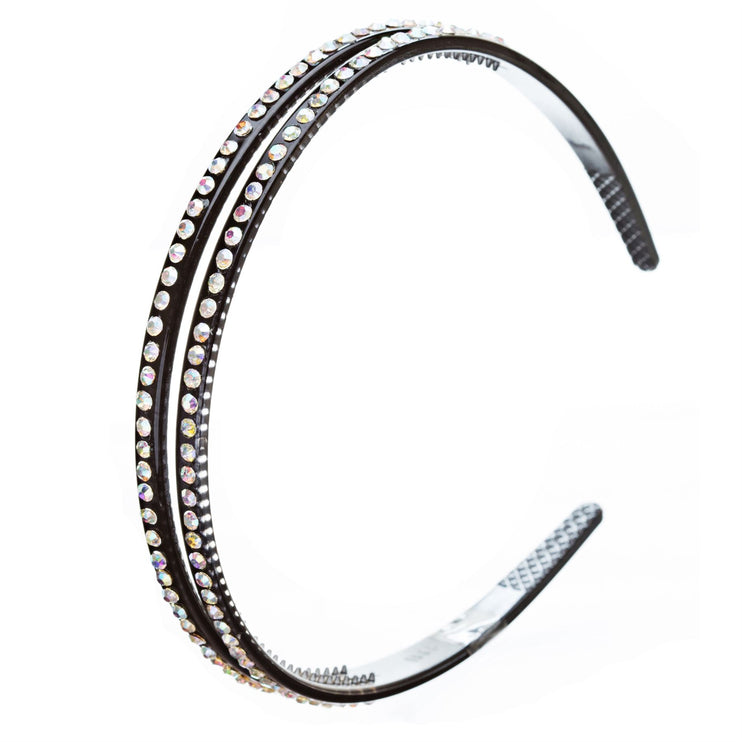 Fashion Sparkle Crystal Rhinestone Double Row Design Teeth Headband - Accessoriesforever