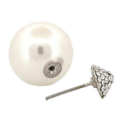 Chic Modern Cone Pearl Crystal Rhinestone Double Sided Design Fashion Stud Earrings