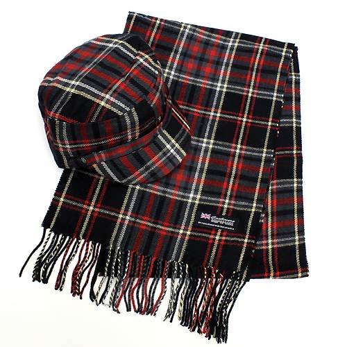 Classic Fashion Plaid Pattern Design Newsboy Hat and Soft Scarf Set