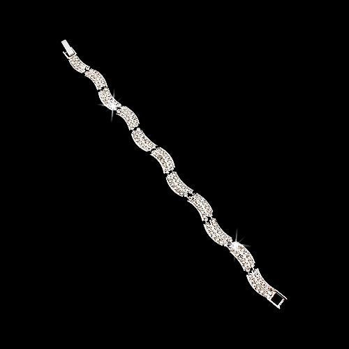 Bridal Wedding Jewelry Crystal Rhinestone Simple Classic Light Swirl Bracelet SV - Accessoriesforever
