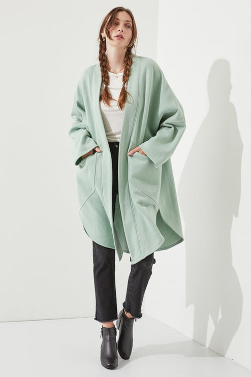 Oversized Brushed Knit Sweater Cardigan with Front Pocket
