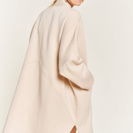 Oversized Brushed Knit Sweater Cardigan with Front Pocket