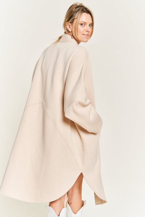 Oversized Brushed Knit Sweater Cardigan with Front Pocket