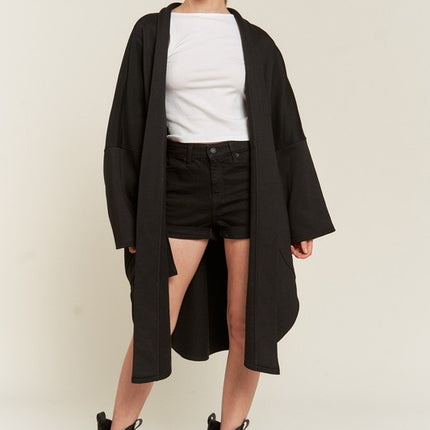Oversized Brushed Knit Sweater Cardigan with Front Pocket