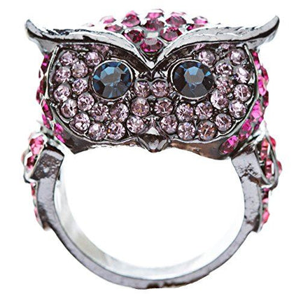 Owl Animal 3D Crystal Rhinestone Stretch Ring - Accessoriesforever