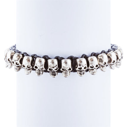 Halloween Costume Jewelry Skull Charms Braided Adjustable Bracelet