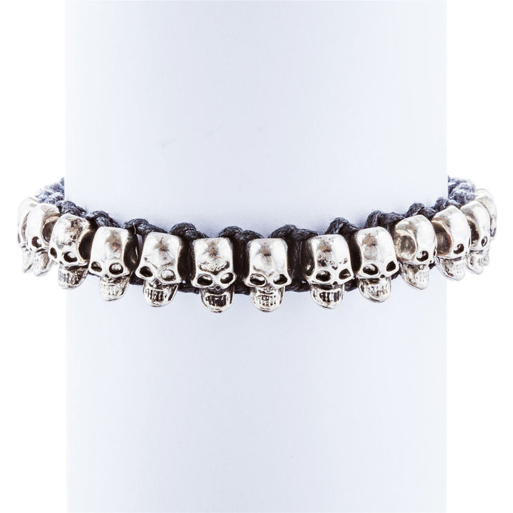 Halloween Costume Jewelry Skull Charms Braided Adjustable Bracelet - Accessoriesforever