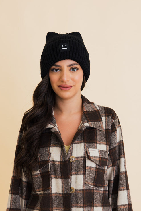 Chill Vibes Cozy Stylish Hat Soft Ribbed Squared Face Beanie
