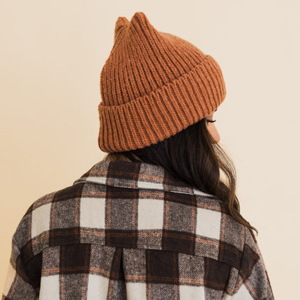 Chill Vibes Cozy Stylish Hat Soft Ribbed Squared Face Beanie