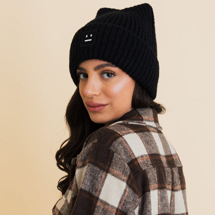 Chill Vibes Cozy Stylish Hat Soft Ribbed Squared Face Beanie