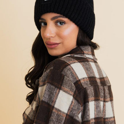 Chill Vibes Cozy Stylish Hat Soft Ribbed Squared Face Beanie