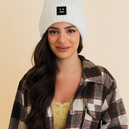Chill Vibes Cozy Stylish Hat Soft Ribbed Squared Face Beanie