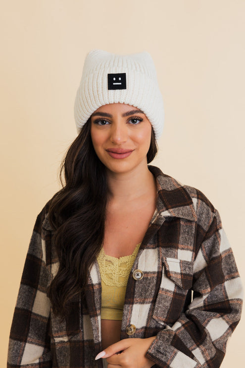 Chill Vibes Cozy Stylish Hat Soft Ribbed Squared Face Beanie