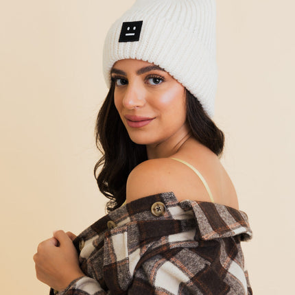 Chill Vibes Cozy Stylish Hat Soft Ribbed Squared Face Beanie