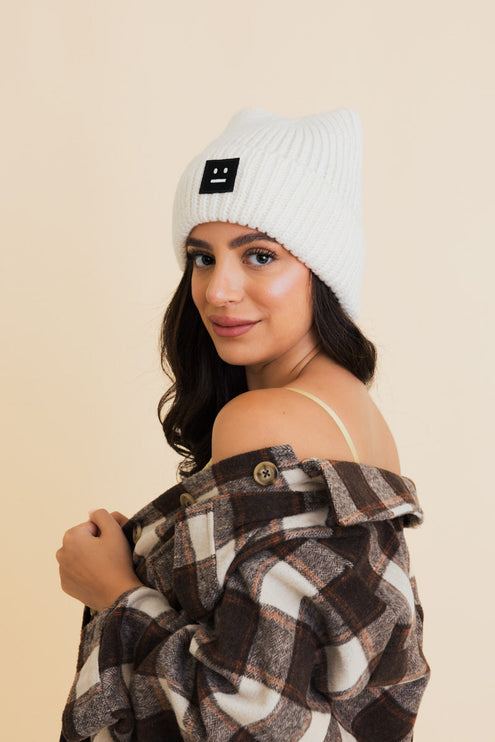 Chill Vibes Cozy Stylish Hat Soft Ribbed Squared Face Beanie