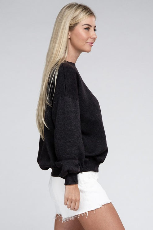 Edgy Comfy Modern Fashion Acid Wash Fleece Oversized Pullover