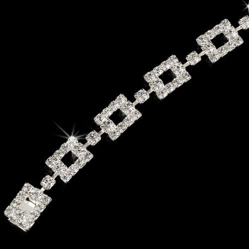 Bridal Jewelry Bracelet Rectangles Crystal Rhinestone