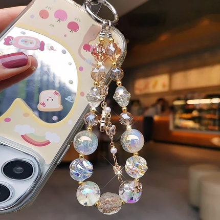 Beautiful Sparkling Dreamy Starry Crystal Beaded Phone Keychain Wrist Hand Strap