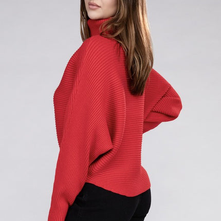 Sleek Comfortable Elegant Viscose Dolman Sleeve Turtleneck Sweater