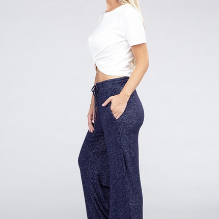 Soft Terry Lounge Pants with Elastic Drawstring Waist