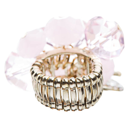 Crystal Cluster Pave Heart Key Stretch Ring