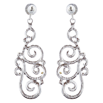 Bridal Wedding Crystal Rhinestone Swirl Vintage Dangle Earrings Silver - Accessoriesforever