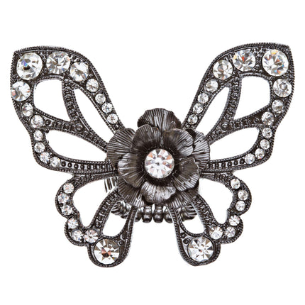 Flower Accented Butterfly Stretch Ring - Accessoriesforever