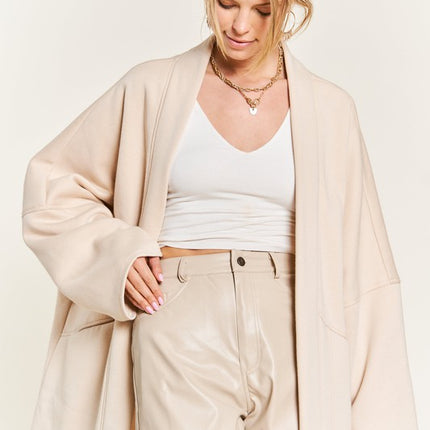 Oversized Brushed Knit Sweater Cardigan with Front Pocket