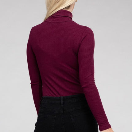 Long-Sleeve Turtleneck Bodysuit with Snap Closure