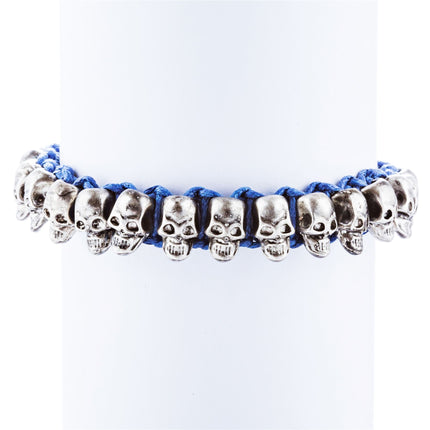 Halloween Costume Jewelry Skull Charms Braided Adjustable Bracelet