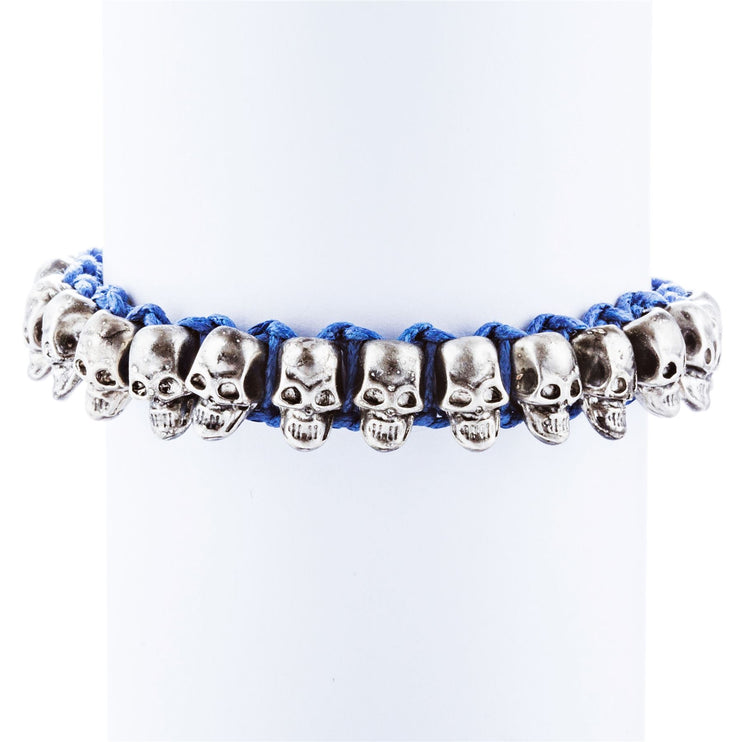 Halloween Costume Jewelry Skull Charms Braided Adjustable Bracelet - Accessoriesforever