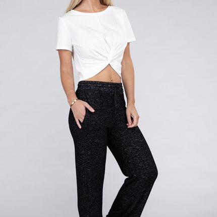 Soft Terry Lounge Pants with Elastic Drawstring Waist