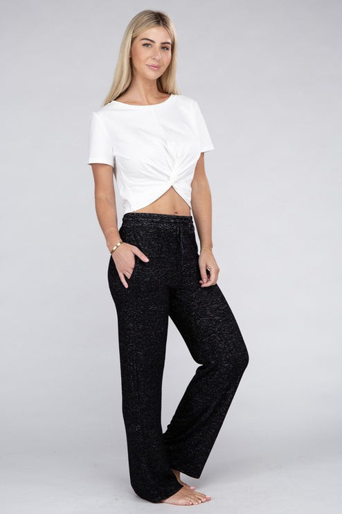 Soft Terry Lounge Pants with Elastic Drawstring Waist