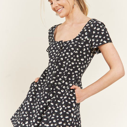 Playful Chic Floral Button Down Romper