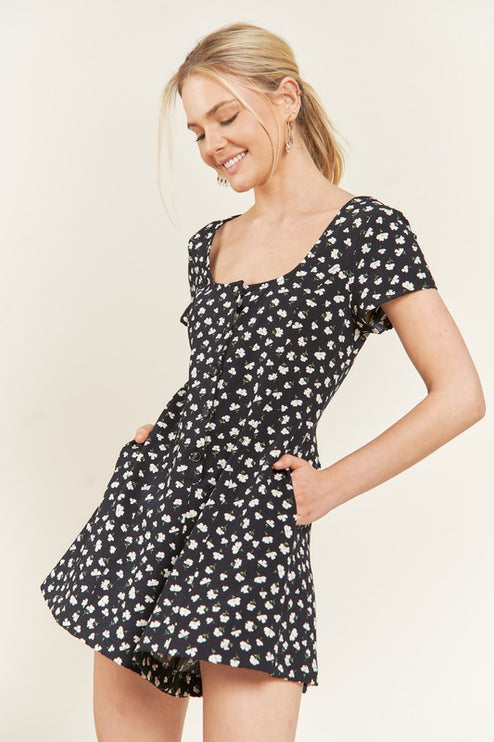 Playful Chic Floral Button Down Romper - Accessoriesforever
