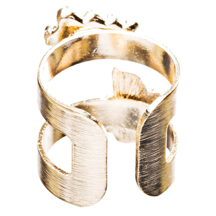 Adorable Butterfly Floral Decorated Crystal Fashion Open Ring - Accessoriesforever