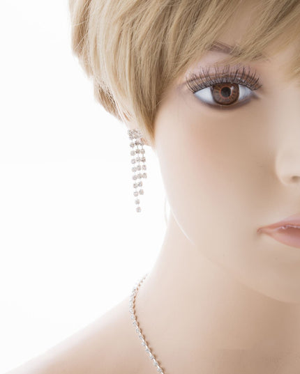 Bridal Wedding Jewelry Set Crystal Rhinestone Chic Sparkle Bib V Drop Necklace