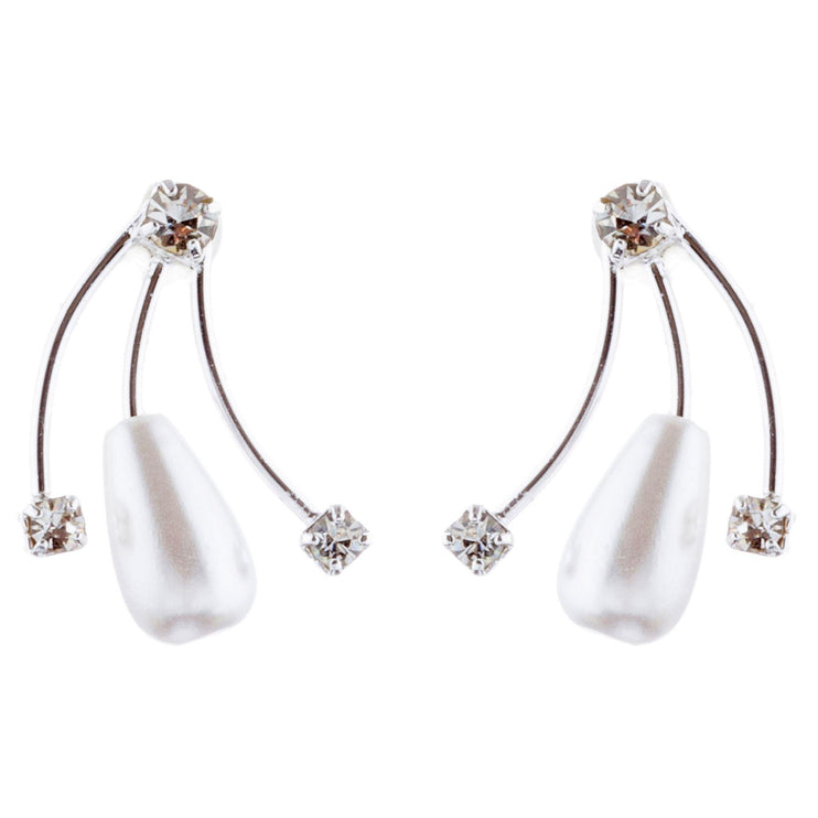 Elegant Pearl Drop Crystal Bridal Prom Wedding Earrings