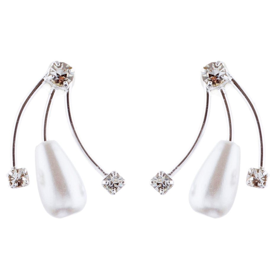 Elegant Pearl Drop Crystal Bridal Prom Wedding Earrings - Accessoriesforever