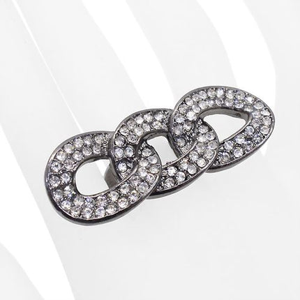 Chain Trio Link Crystal Pave Stretch Ring - Accessoriesforever