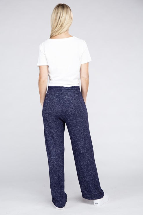 Soft Terry Lounge Pants with Elastic Drawstring Waist