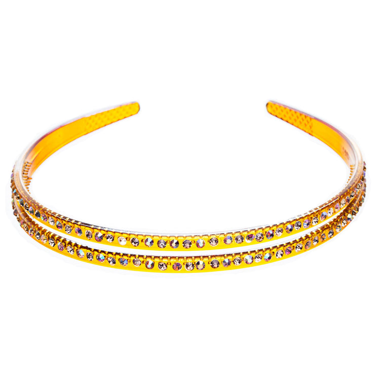 Fashion Sparkle Crystal Rhinestone Double Row Design Teeth Headband - Accessoriesforever