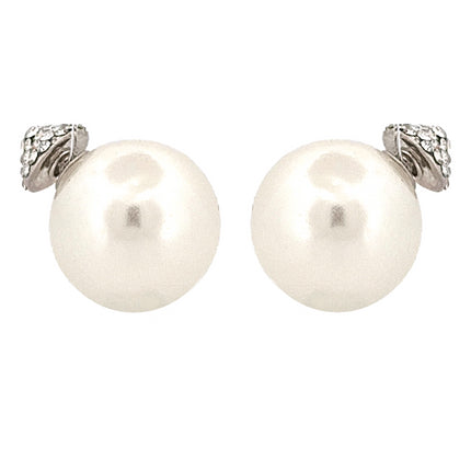 Chic Modern Cone Pearl Crystal Rhinestone Double Sided Design Fashion Stud Earrings