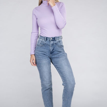 Long-Sleeve Turtleneck Bodysuit with Snap Closure