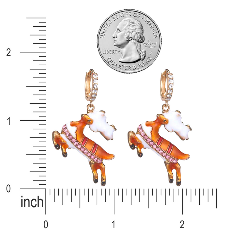 Christmas Jewelry Crystal Rhinestone Cute Adorable Reindeer Dangle Earrings - Accessoriesforever
